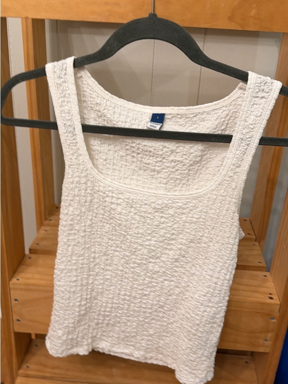 Old Navy Cream Textured Square-Neck Tank